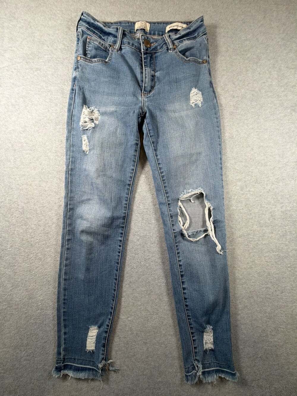Cotton On 91 Mid Grazer Skinny Distressed Frayed Hem Jeans Women's Size 6